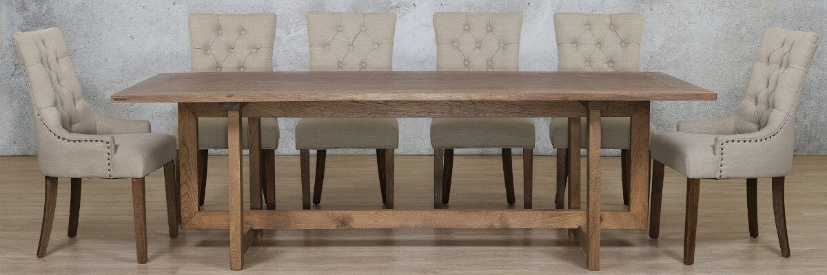 Bolton Wood Top & Duchess 10 Seater Dining Set Dining room set Leather Gallery