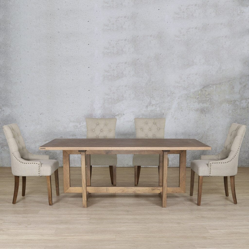 Bolton Wood Top & Duchess 6 Seater Dining Set Dining room set Leather Gallery Antique Dark Oak