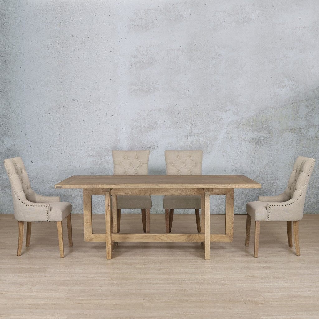 Bolton Wood Top & Duchess 6 Seater Dining Set Dining room set Leather Gallery Antique Natural Oak