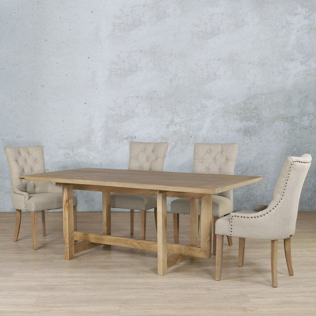 Bolton Wood Top & Duchess 6 Seater Dining Set Dining room set Leather Gallery Antique Natural Oak