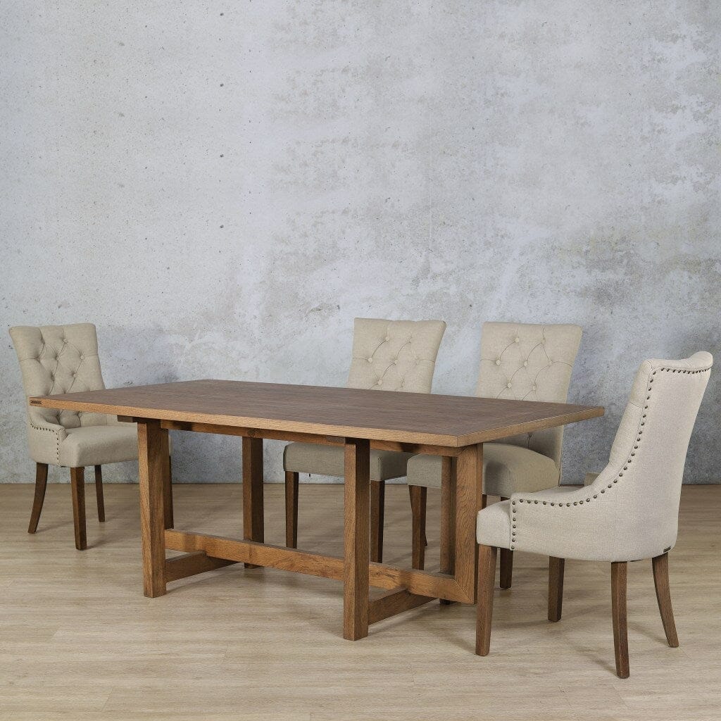 Bolton Wood Top & Duchess 6 Seater Dining Set Dining room set Leather Gallery Antique Dark Oak