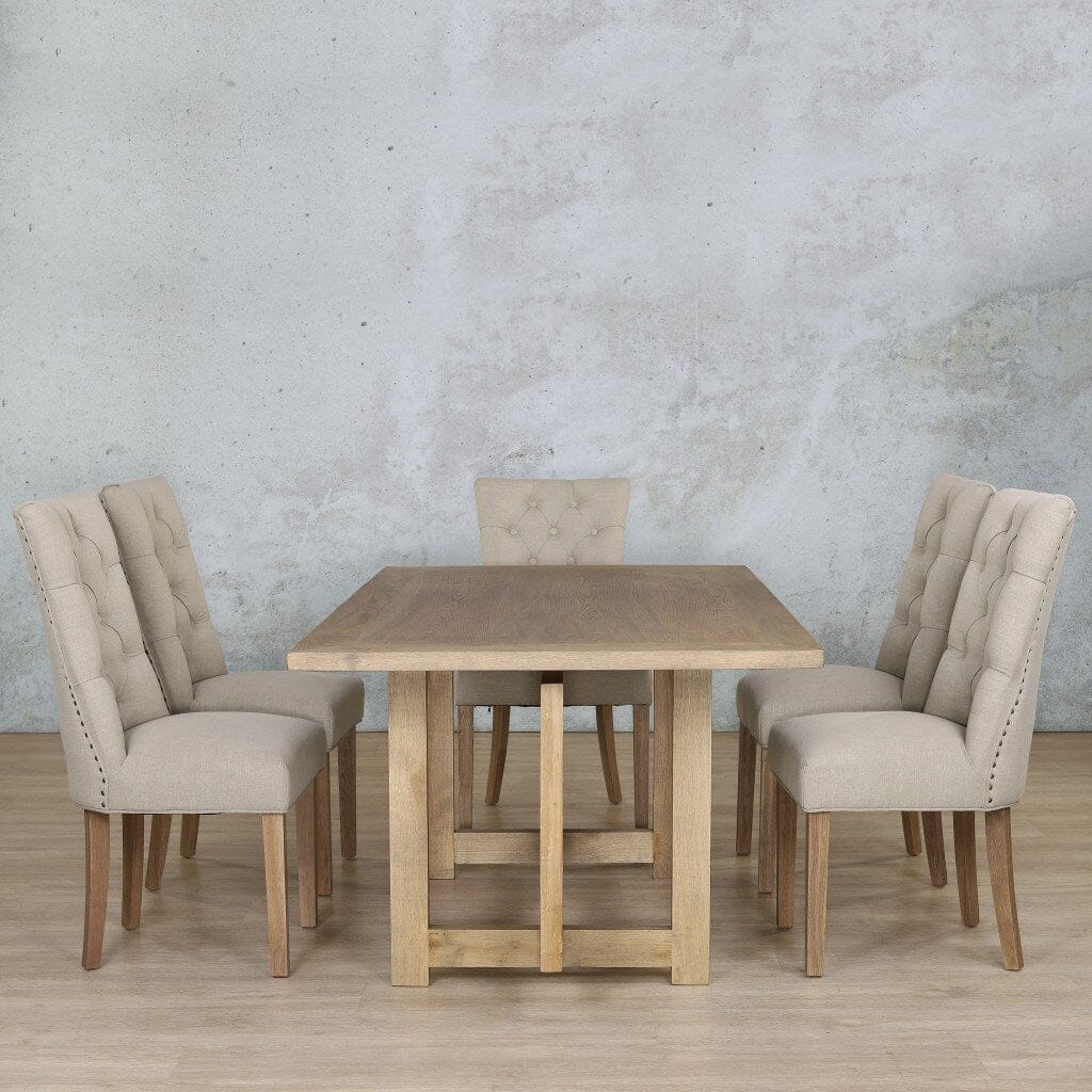 Bolton Wood Top & Duchess 6 Seater Dining Set Dining room set Leather Gallery Antique Natural Oak