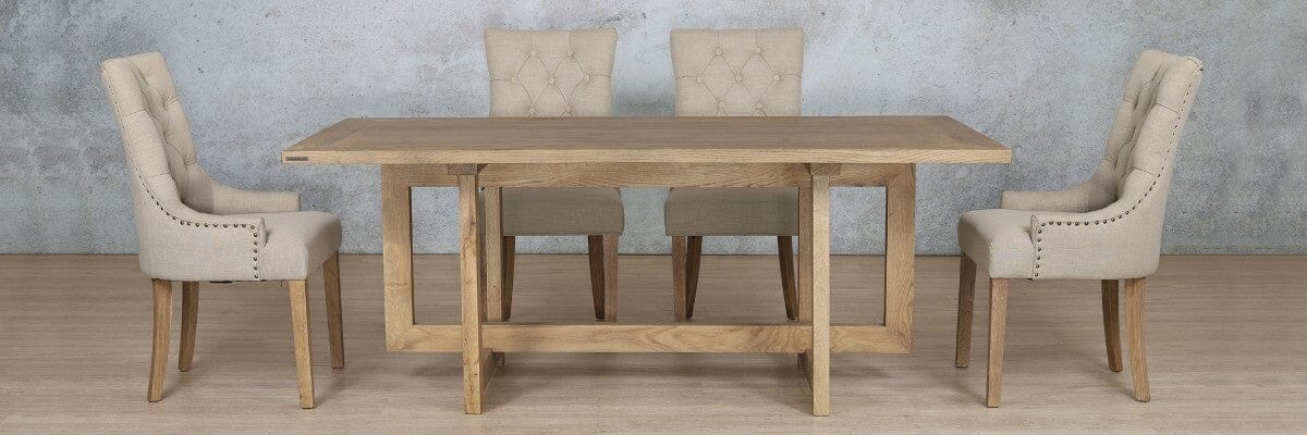 Bolton Wood Top & Duchess 6 Seater Dining Set Dining room set Leather Gallery
