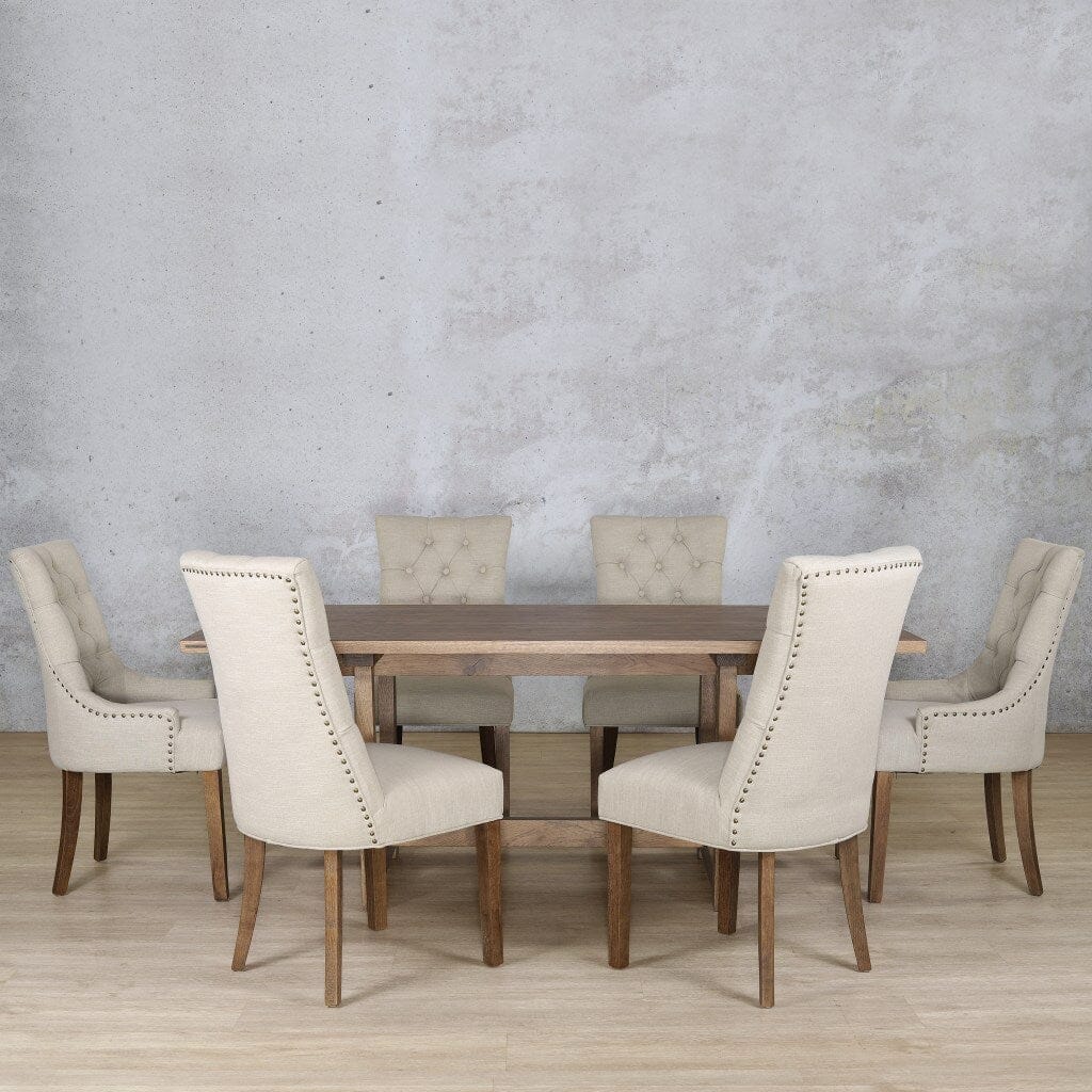 Bolton Wood Top & Duchess 6 Seater Dining Set Dining room set Leather Gallery Antique Dark Oak