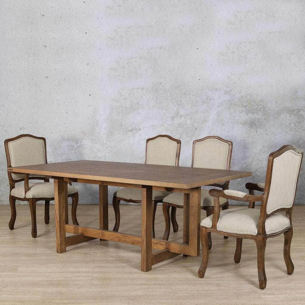 Bolton Wood Top & Duke 6 Seater Dining Set Dining room set Leather Gallery Antique Dark Oak