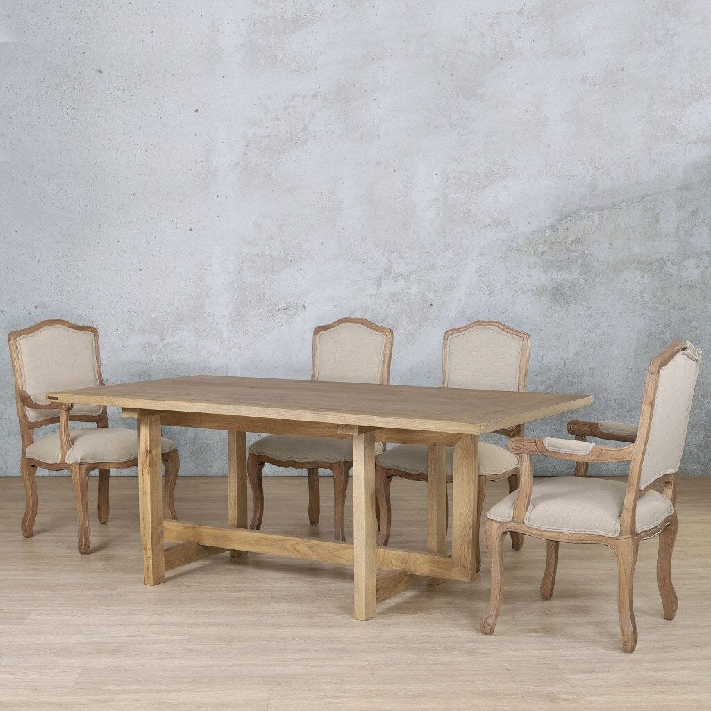 Bolton Wood Top & Duke 6 Seater Dining Set Dining room set Leather Gallery Antique Natural Oak