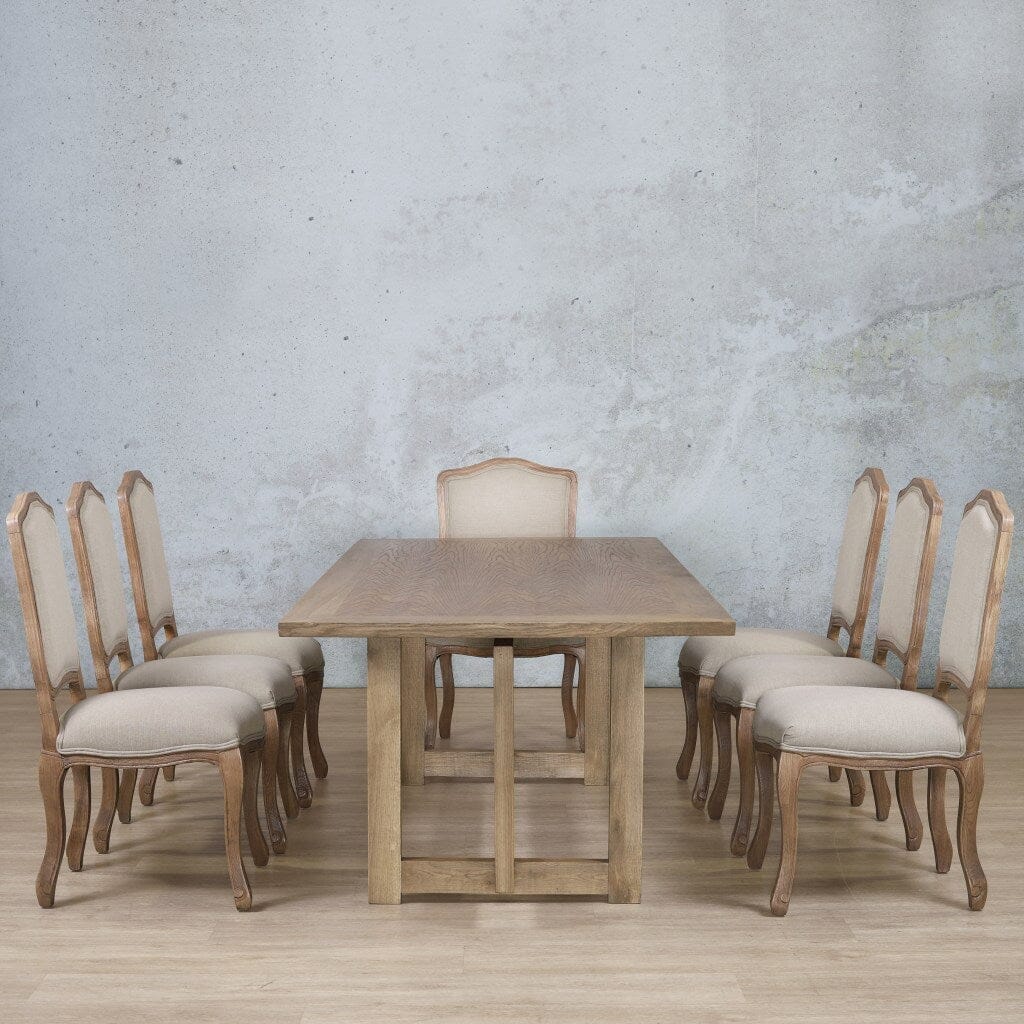 Bolton Wood Top & Duke 8 Seater Dining Set Dining room set Leather Gallery Antique Natural Oak