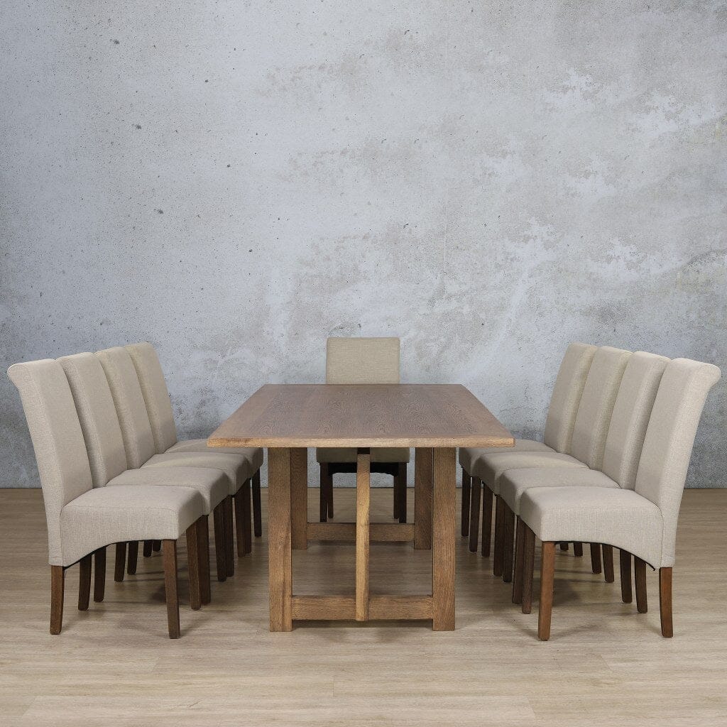 Bolton Wood Top & Windsor 10 Seater Dining Set Dining room set Leather Gallery Antique Dark Oak