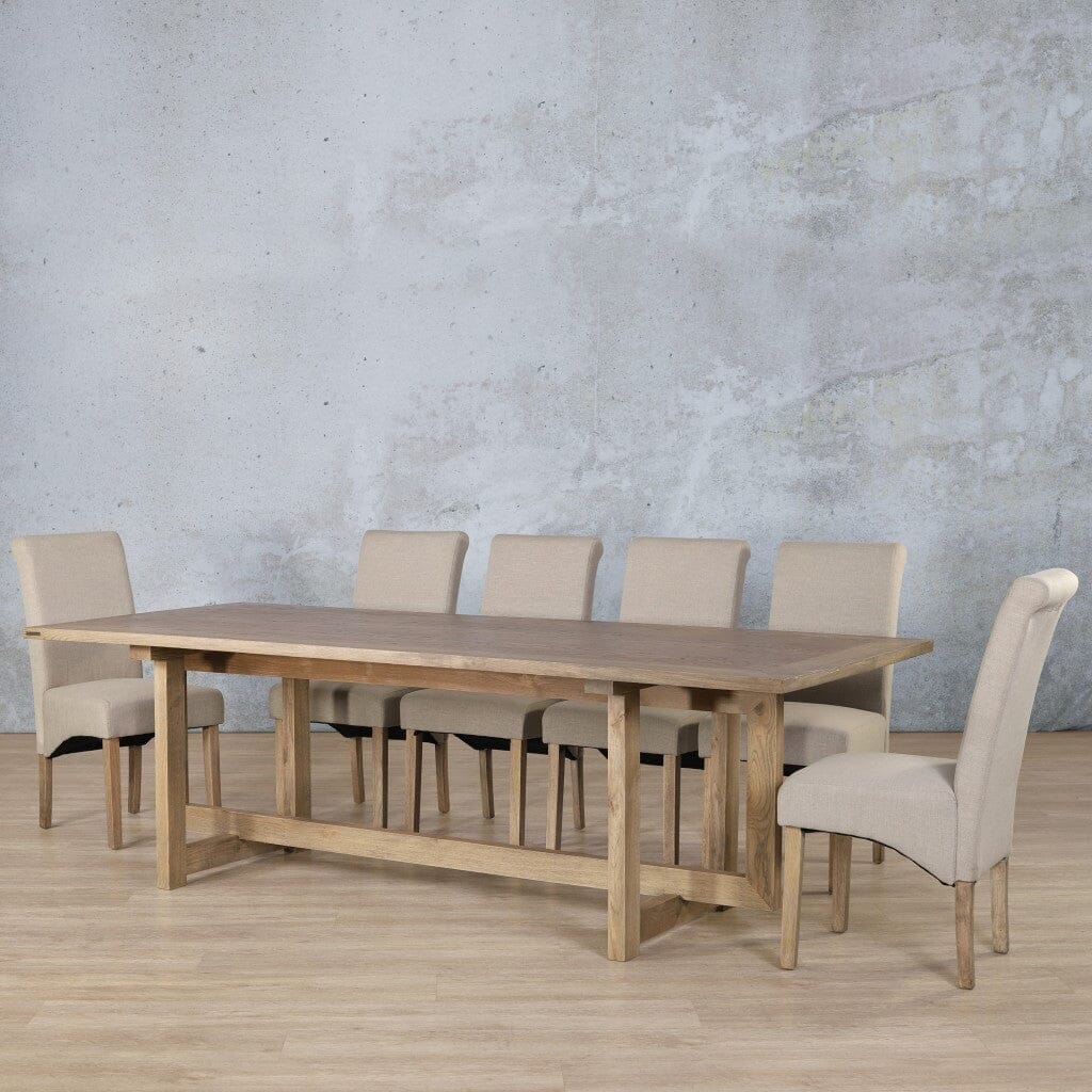 Bolton Wood Top & Windsor 10 Seater Dining Set Dining room set Leather Gallery Antique Natural Oak