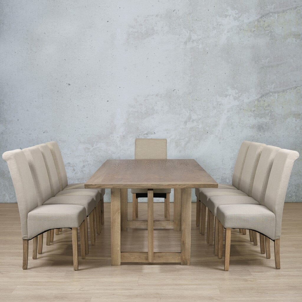 Bolton Wood Top & Windsor 10 Seater Dining Set Dining room set Leather Gallery Antique Natural Oak