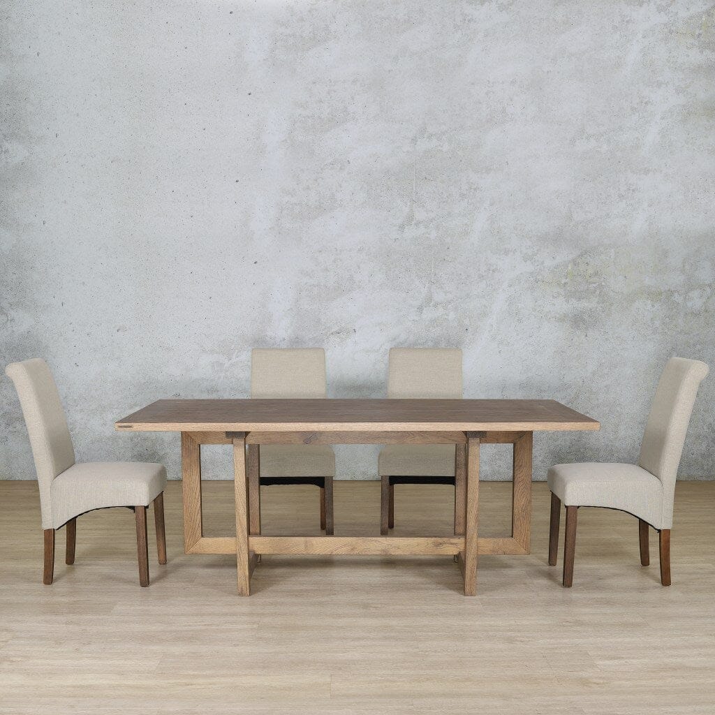 Bolton Wood Top & Windsor 6 Seater Dining Set Dining room set Leather Gallery Antique Dark Oak