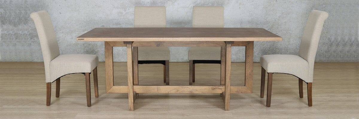 Bolton Wood Top & Windsor 6 Seater Dining Set Dining room set Leather Gallery
