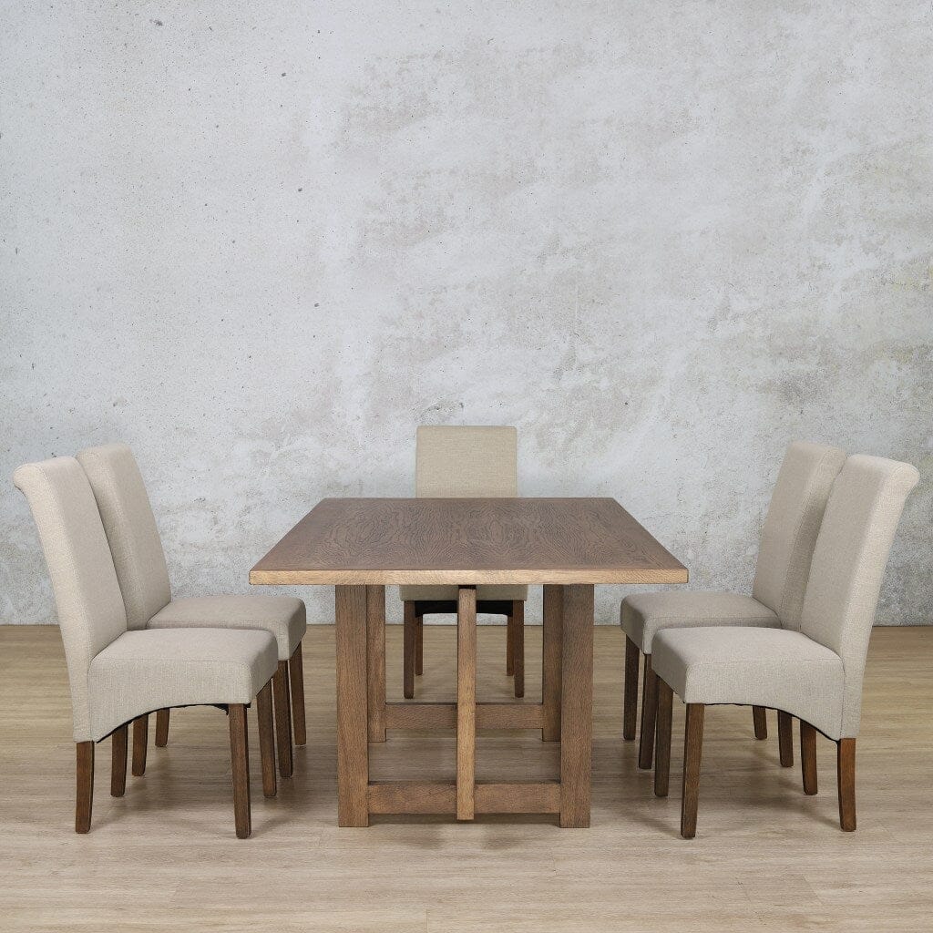 Bolton Wood Top & Windsor 6 Seater Dining Set Dining room set Leather Gallery Antique Dark Oak