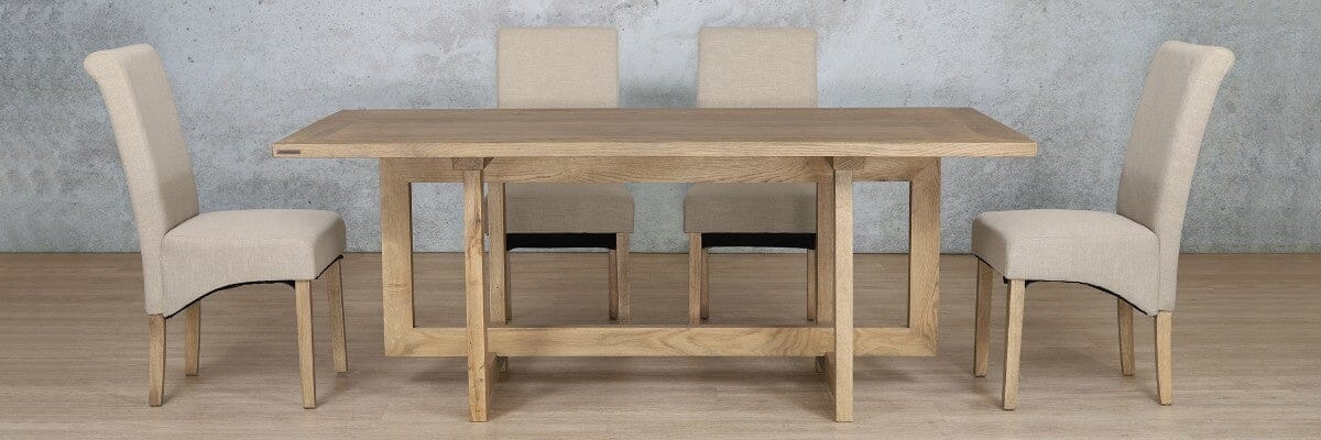Bolton Wood Top & Windsor 6 Seater Dining Set Dining room set Leather Gallery