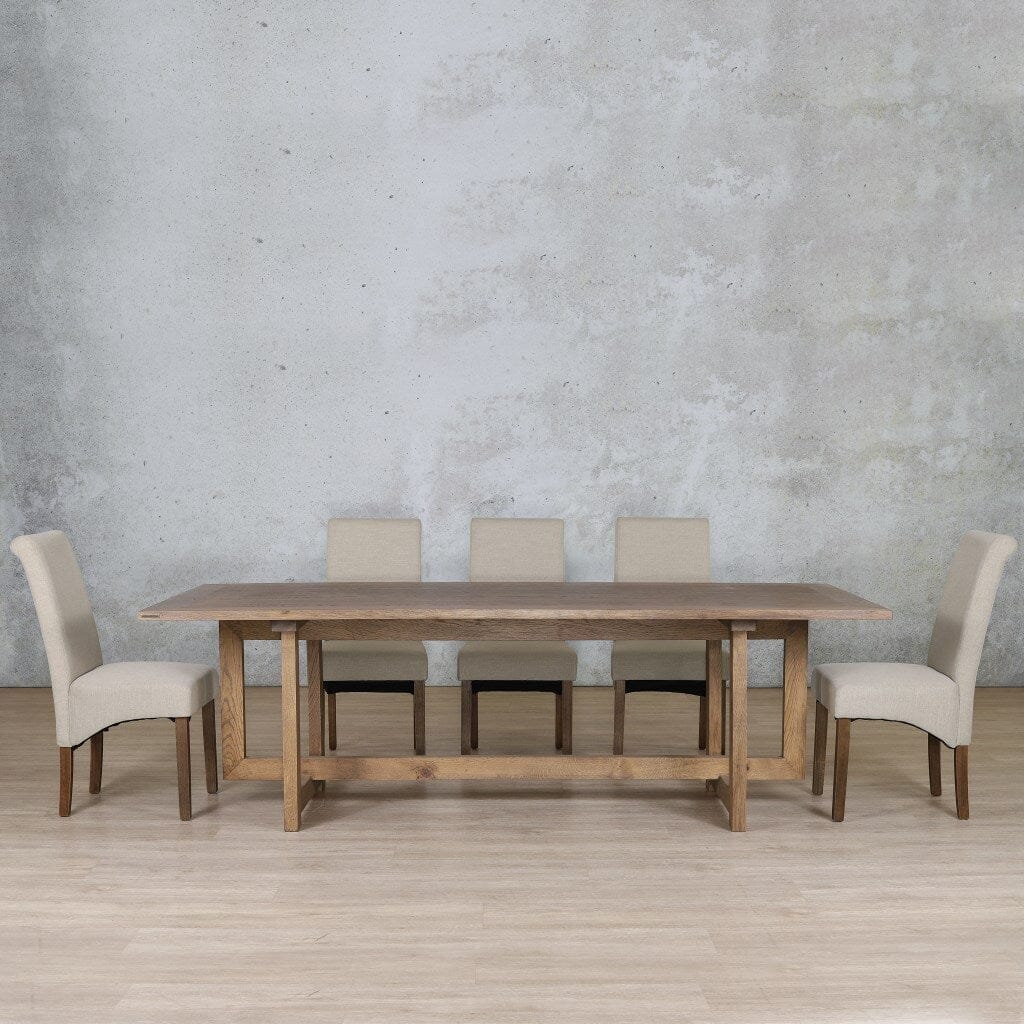 Bolton Wood Top & Windsor 8 Seater Dining Set Dining room set Leather Gallery Antique Dark Oak