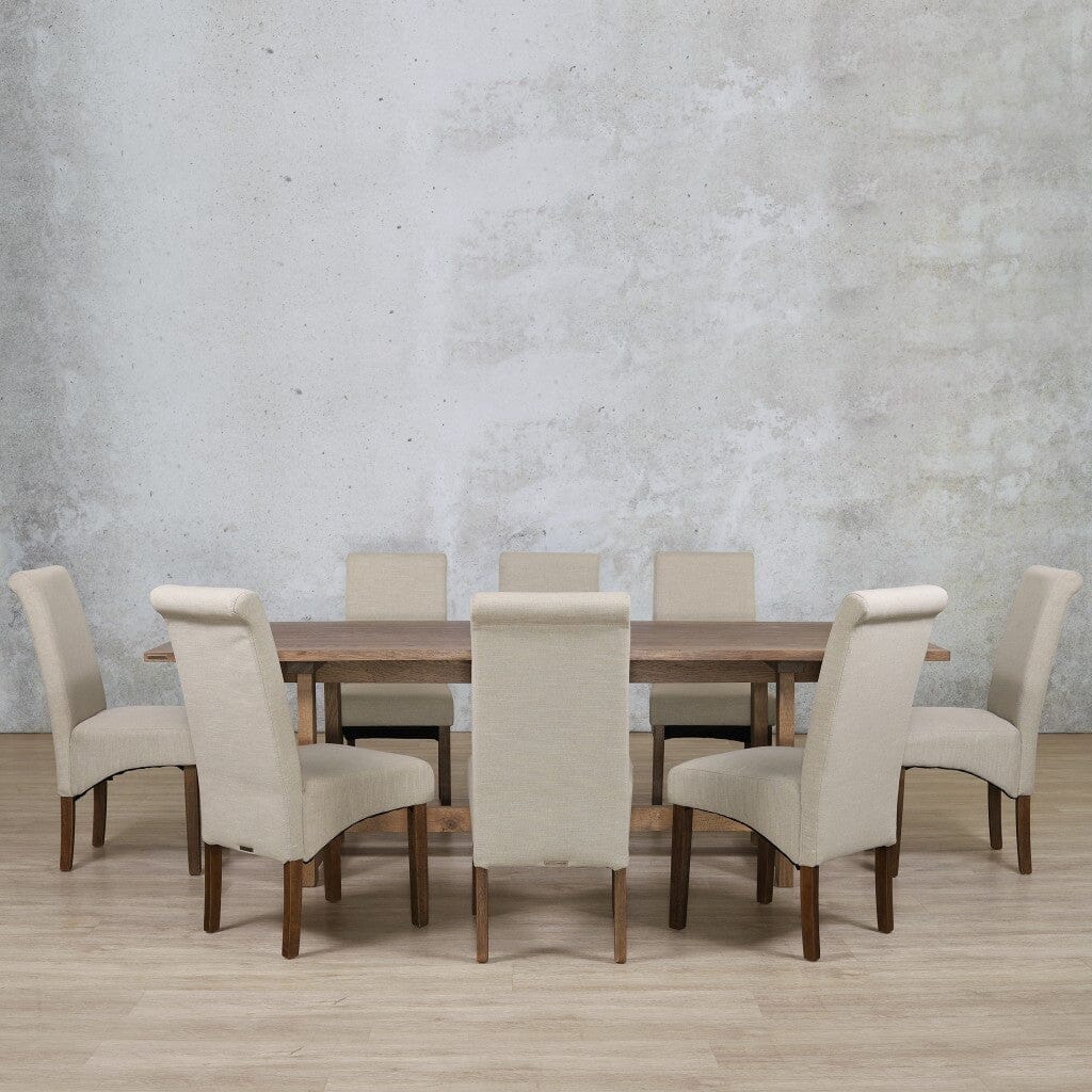 Bolton Wood Top & Windsor 8 Seater Dining Set Dining room set Leather Gallery Antique Dark Oak