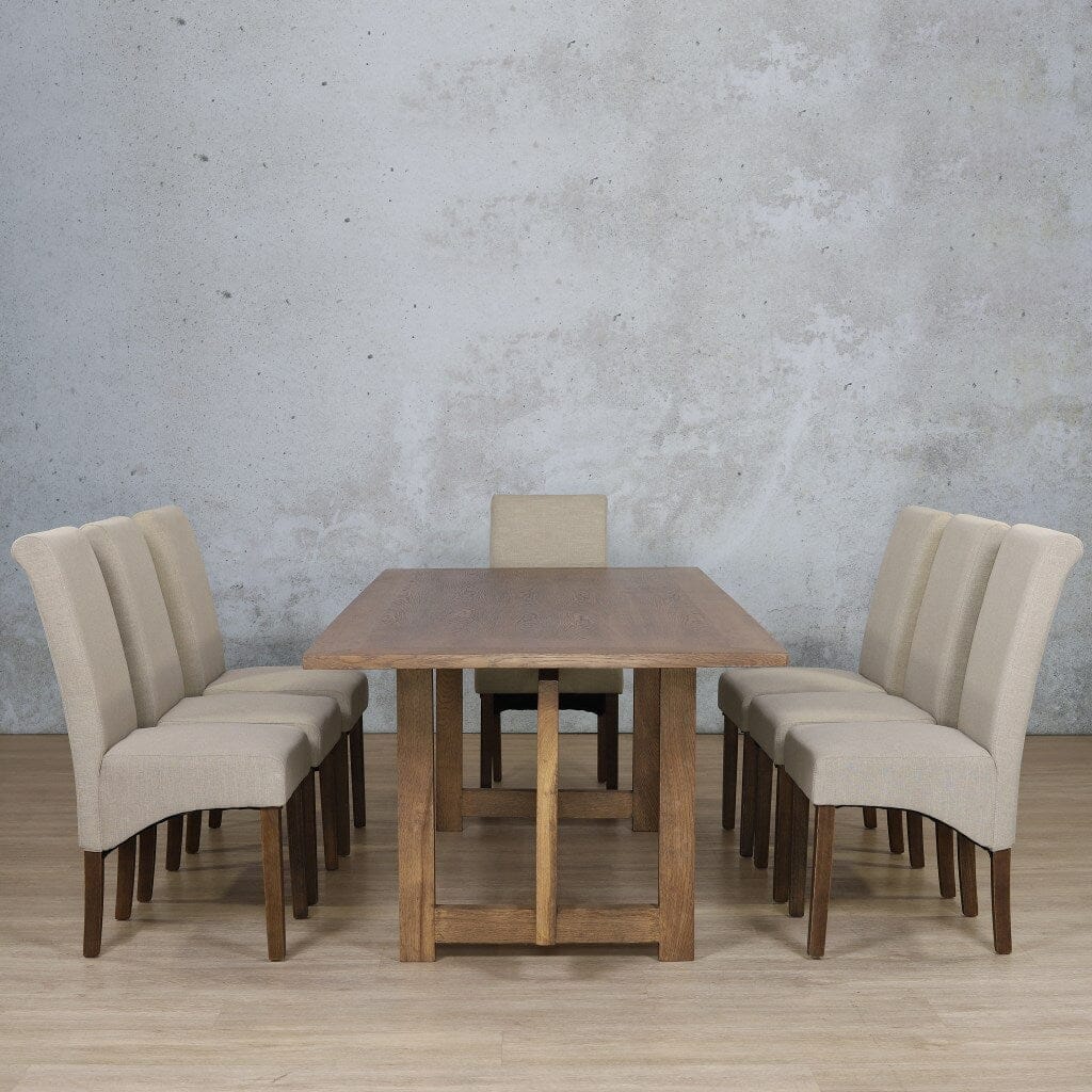 Bolton Wood Top & Windsor 8 Seater Dining Set Dining room set Leather Gallery Antique Dark Oak