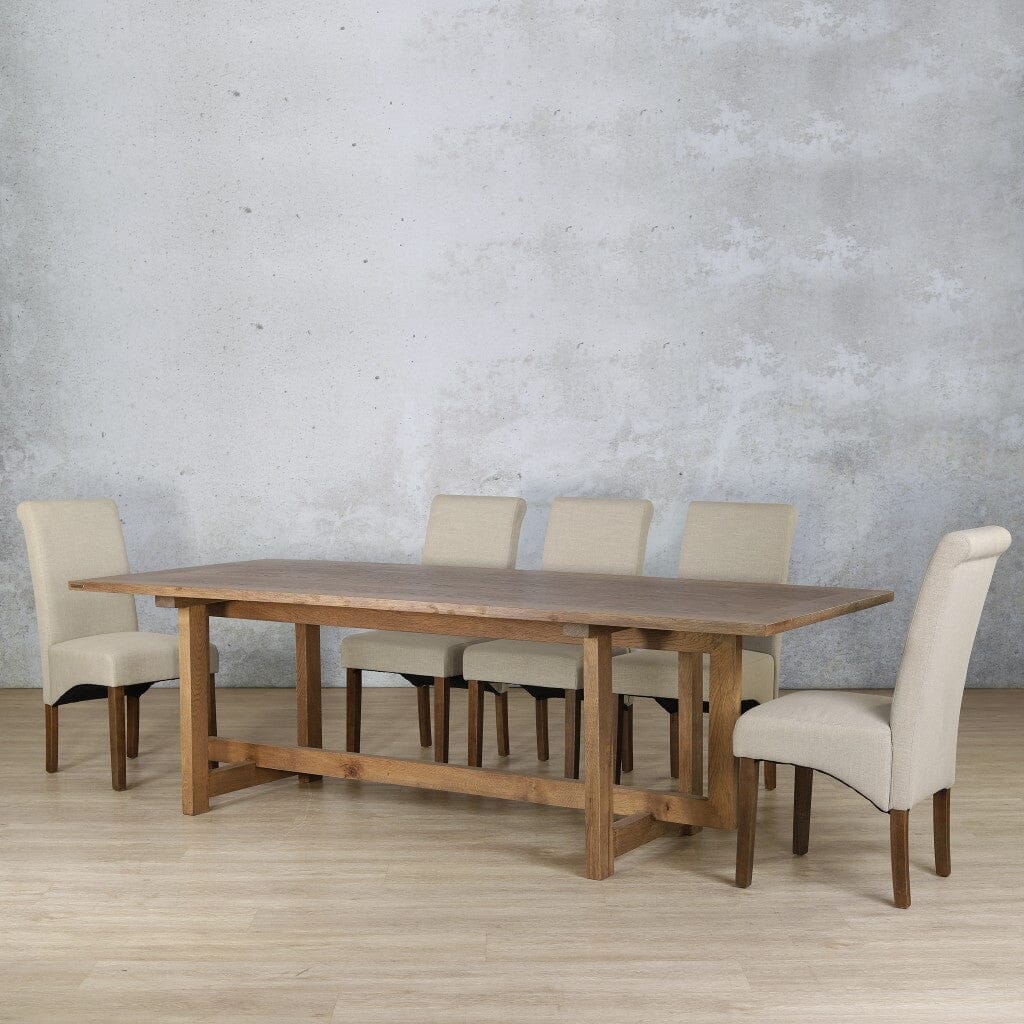 Bolton Wood Top & Windsor 8 Seater Dining Set Dining room set Leather Gallery Antique Dark Oak