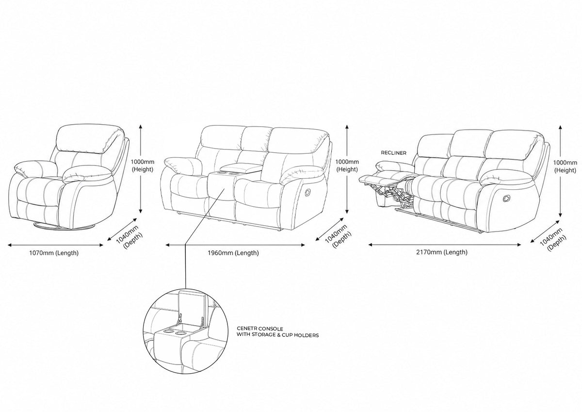 Cairo 3+2+1 Leather Recliner Home Theatre Suite