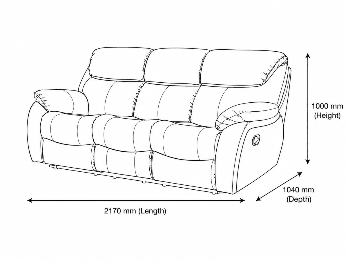 Cairo 3 Seater Leather Recliner