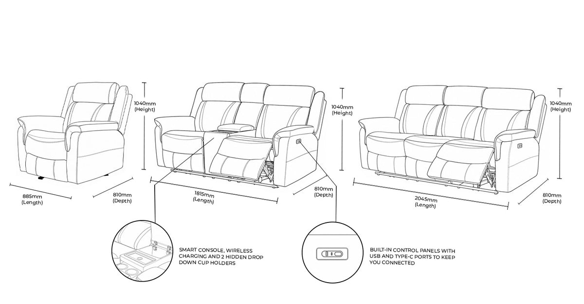Carter 3+2+1 Leather Recliner Home Theatre Suite