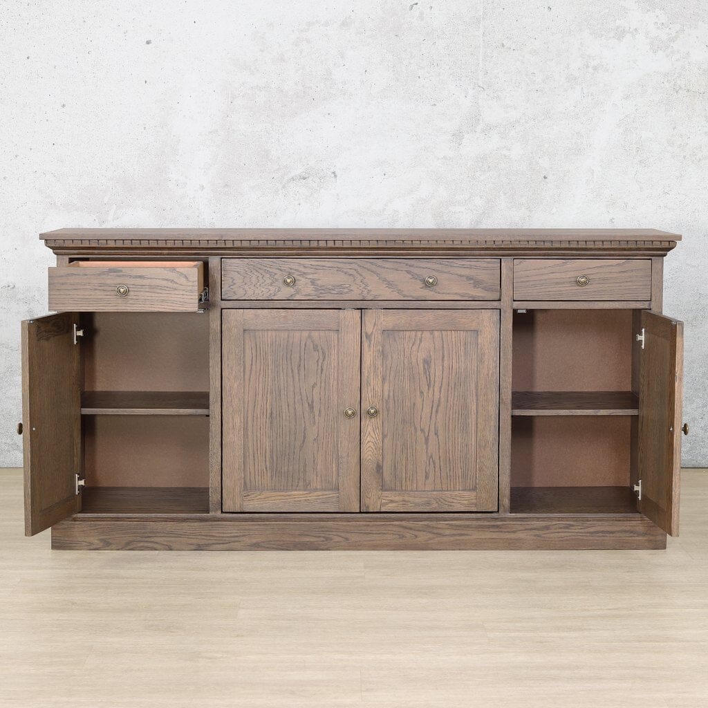 Charleston Sideboard - Antique Dark Oak Side Board Leather Gallery