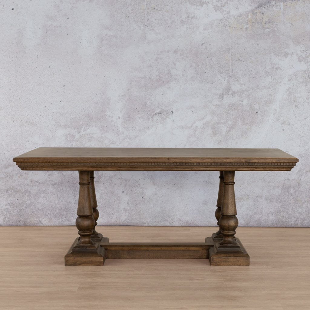 Charlotte Fluted Wood Dining Table - 1.9M / 6 Seater Dining Table Leather Gallery Antique Dark Oak