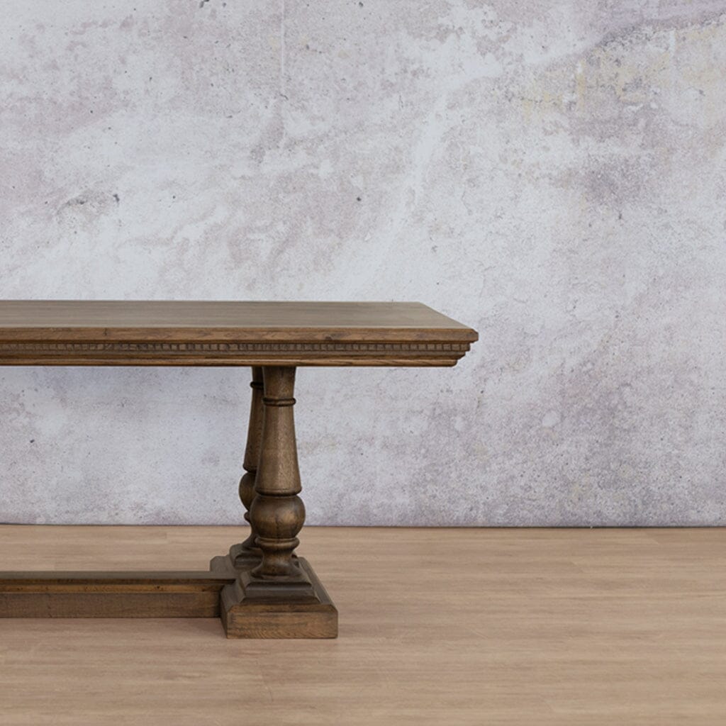 Charlotte Fluted Wood Dining Table - 2.4M / 8 or 10 Seater Dining Table Leather Gallery antique dark oak