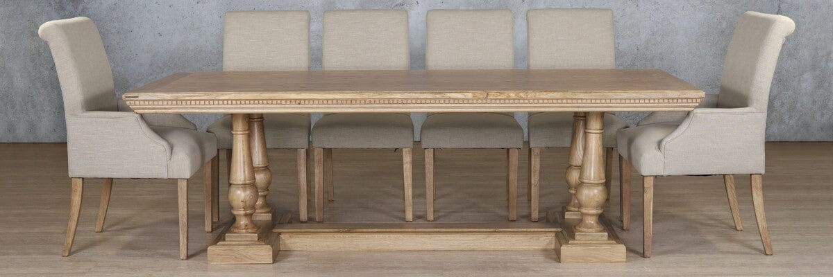 Charlotte Fluted Wood Top & Baron 10 Seater Dining Set Dining room set Leather Gallery