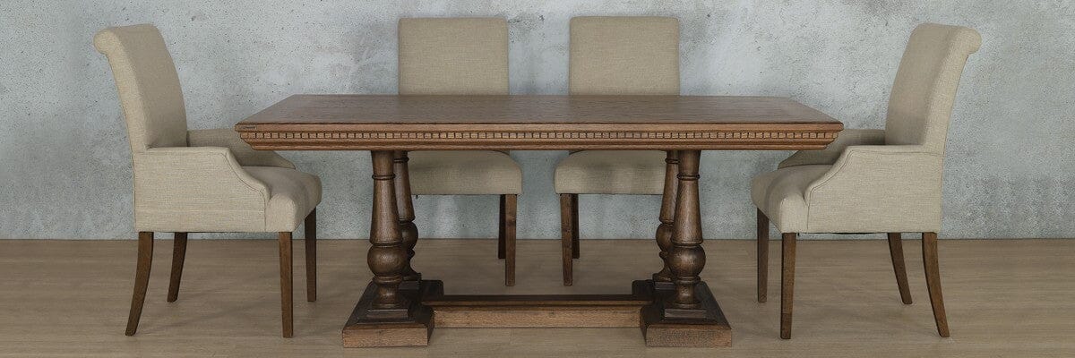 Charlotte Fluted Wood Top & Baron 6 Seater Dining Set Dining room set Leather Gallery