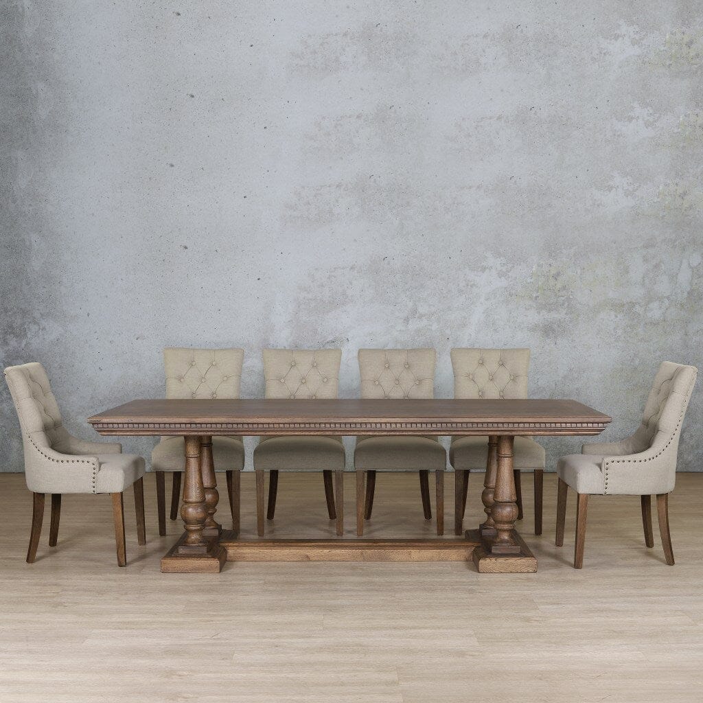 Charlotte Fluted Wood Top & Duchess 10 Seater Dining Set Dining room set Leather Gallery Antique Dark Oak