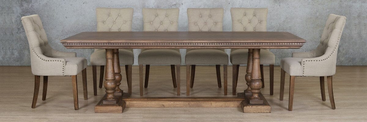 Charlotte Fluted Wood Top & Duchess 10 Seater Dining Set Dining room set Leather Gallery