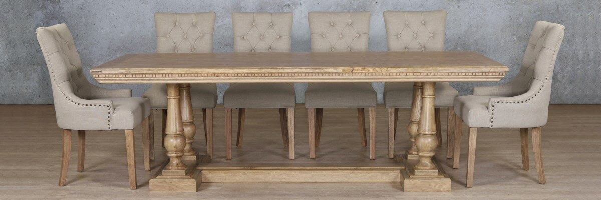 Charlotte Fluted Wood Top & Duchess 10 Seater Dining Set Dining room set Leather Gallery