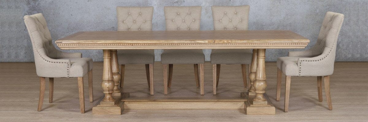 Charlotte Fluted Wood Top & Duchess 8 Seater Dining Set Dining room set Leather Gallery
