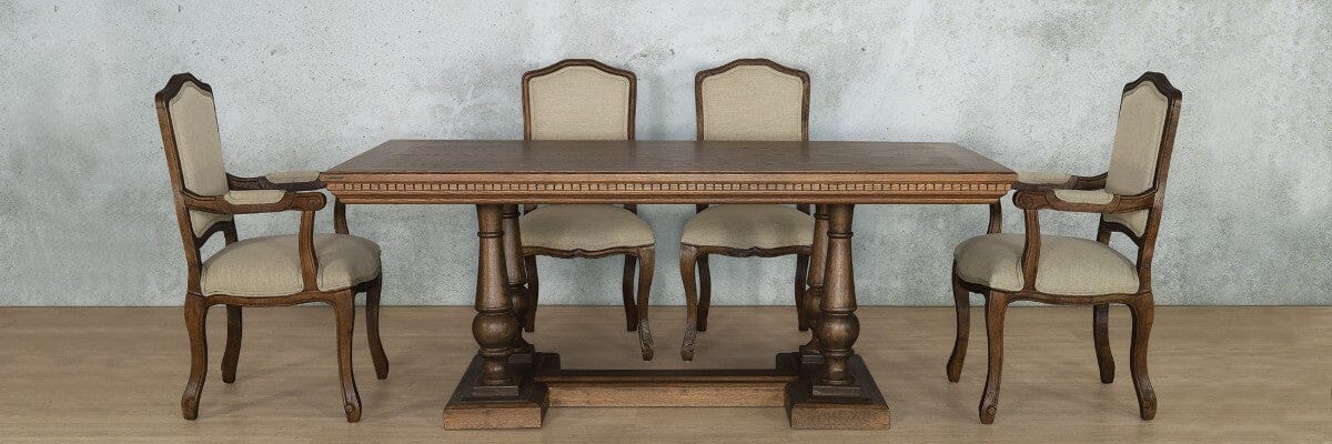 Charlotte Fluted Wood Top & Duke 6 Seater Dining Set Dining room set Leather Gallery