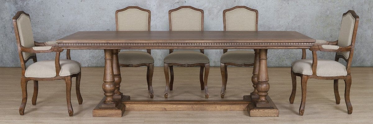 Charlotte Fluted Wood Top & Duke 8 Seater Dining Set Dining room set Leather Gallery