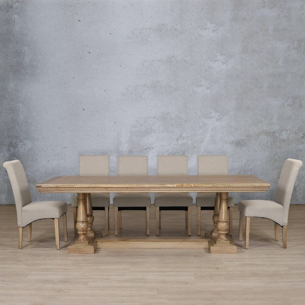 Charlotte Fluted Wood Top & Windsor 10 Seater Dining Set Dining room set Leather Gallery Antique Natural Oak