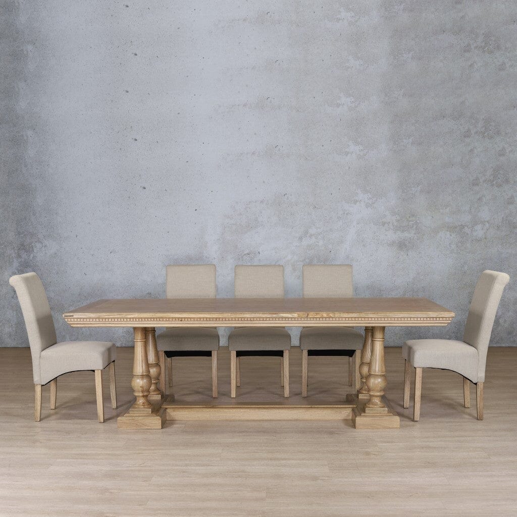Charlotte Fluted Wood Top & Windsor 8 Seater Dining Set Dining room set Leather Gallery Antique Natural Oak