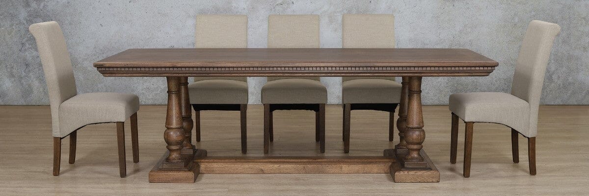 Charlotte Fluted Wood Top & Windsor 8 Seater Dining Set Dining room set Leather Gallery
