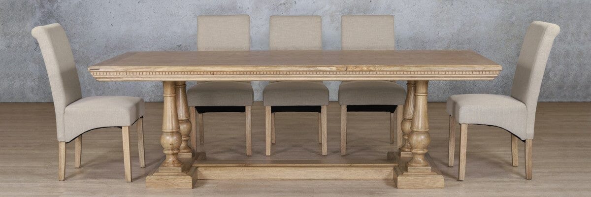 Charlotte Fluted Wood Top & Windsor 8 Seater Dining Set Dining room set Leather Gallery