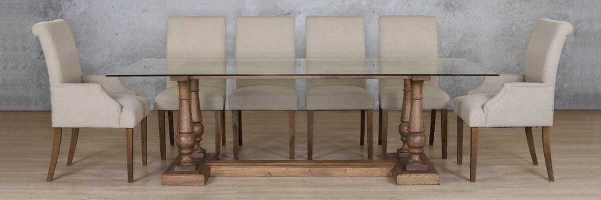 Charlotte Glass Top & Baron 10 Seater Dining Set Dining room set Leather Gallery