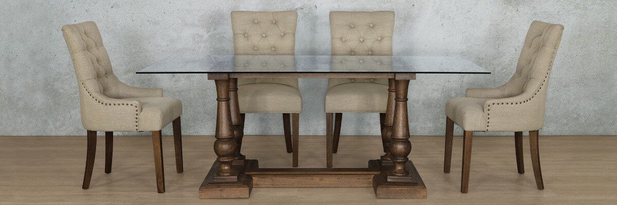 Charlotte Glass Top & Duchess 6 Seater Dining Set Dining room set Leather Gallery