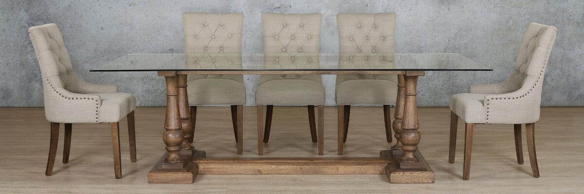 Charlotte Glass Top & Duchess 8 Seater Dining Set Dining room set Leather Gallery