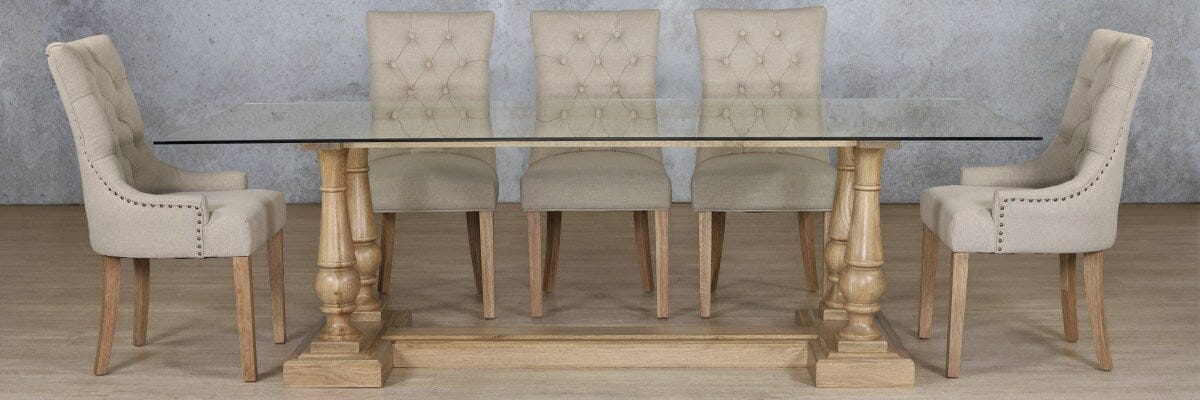 Charlotte Glass Top & Duchess 8 Seater Dining Set Dining room set Leather Gallery