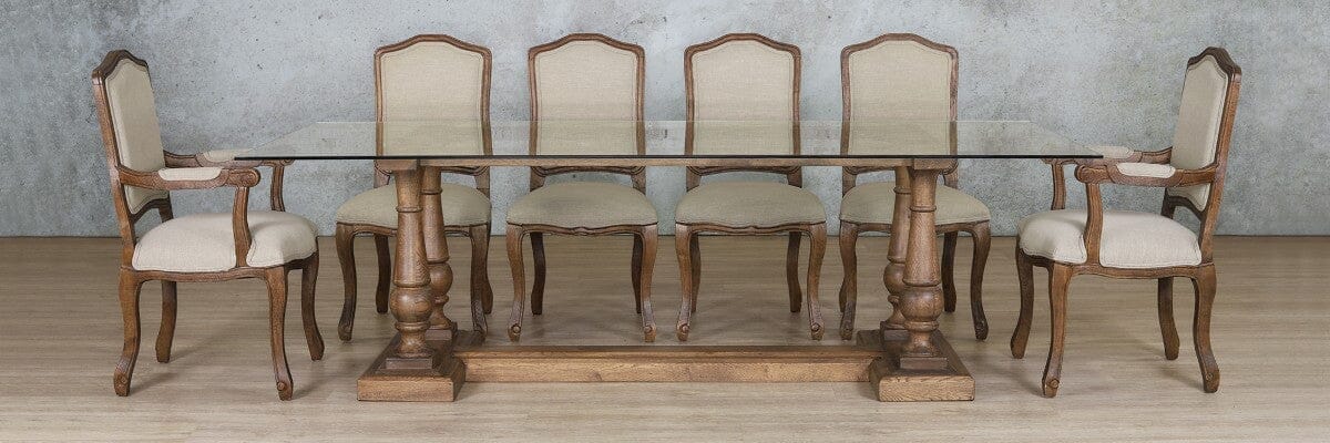 Charlotte Glass Top & Duke 10 Seater Dining Set Dining room set Leather Gallery