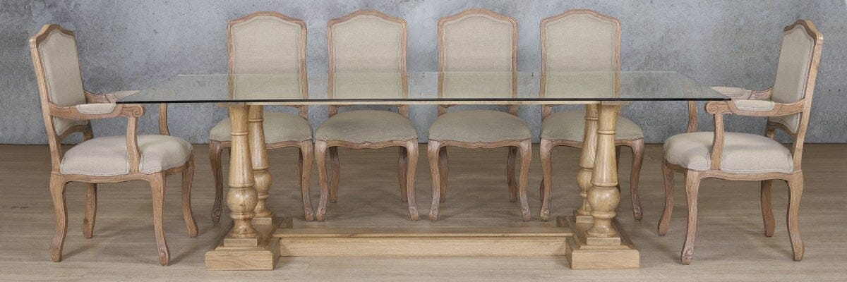 Charlotte Glass Top & Duke 10 Seater Dining Set Dining room set Leather Gallery
