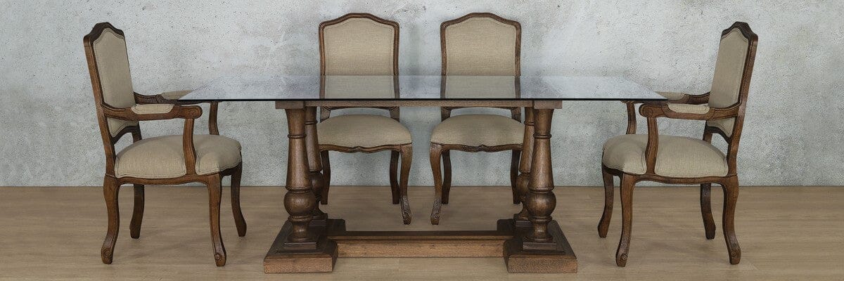 Charlotte Glass Top & Duke 6 Seater Dining Set Dining room set Leather Gallery