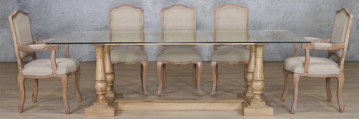 Charlotte Glass Top & Duke 8 Seater Dining Set Dining room set Leather Gallery