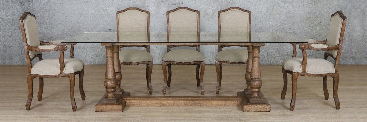 Charlotte Glass Top & Duke 8 Seater Dining Set Dining room set Leather Gallery