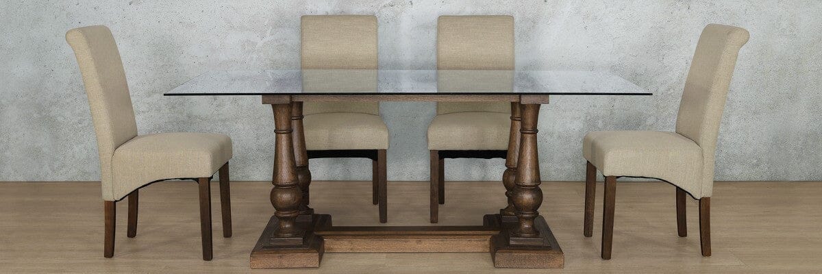 Charlotte Glass Top & Windsor 6 Seater Dining Set Dining room set Leather Gallery